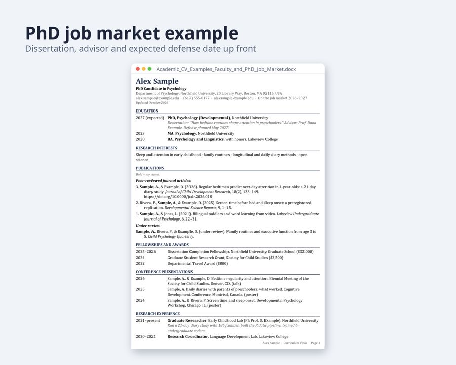 Academic CV Template for PhD & Faculty Jobs — Preview 4