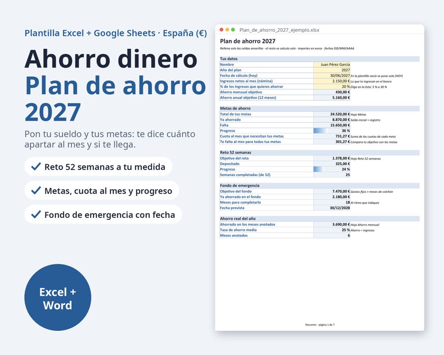 Ahorro dinero plantilla Excel 2027 — Vista previa 1