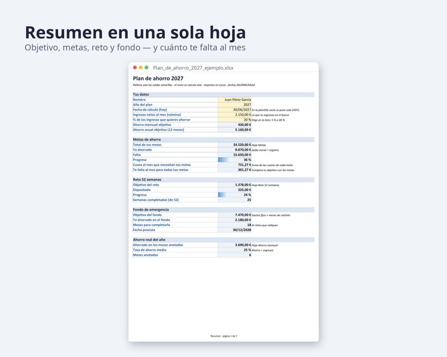 Ahorro dinero plantilla Excel 2027 — Vista previa 2