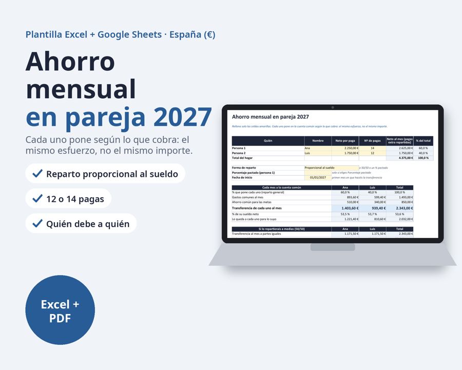 Ahorro mensual en pareja Excel 2027 — Vista previa 1