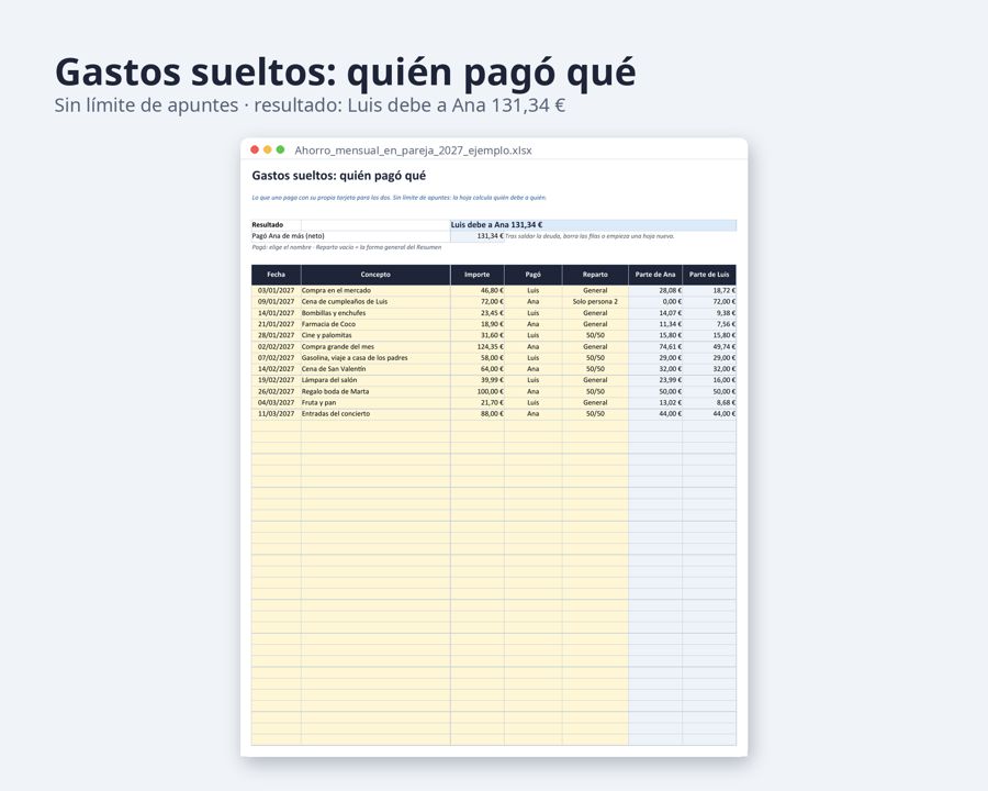 Ahorro mensual en pareja Excel 2027 — Vista previa 4