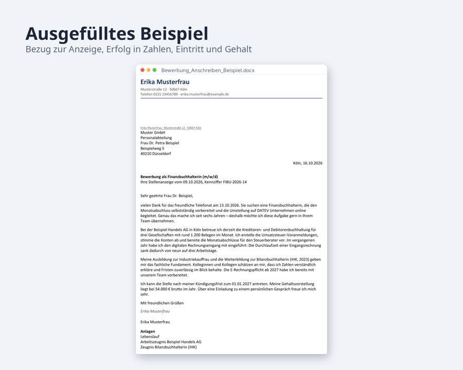 Bewerbung Anschreiben Vorlage Word, DIN 5008 — Vorschau 2