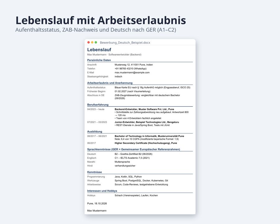 Bewerbung Deutsch Vorlage für internationale Fachkräfte — Vorschau 3