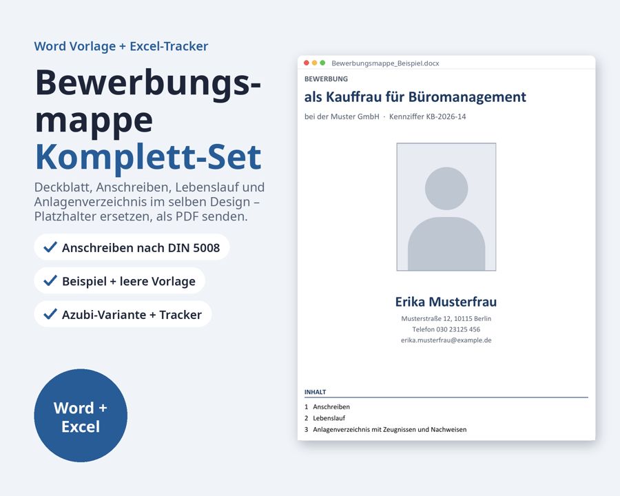 Bewerbungsmappe Vorlage Word — Vorschau 1