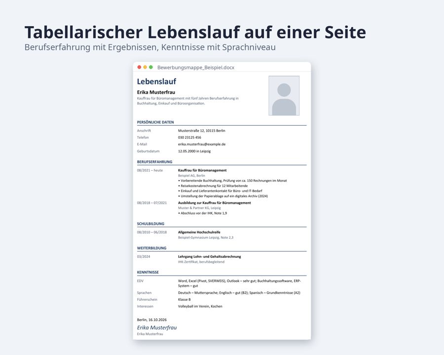 Bewerbungsmappe Vorlage Word — Vorschau 4