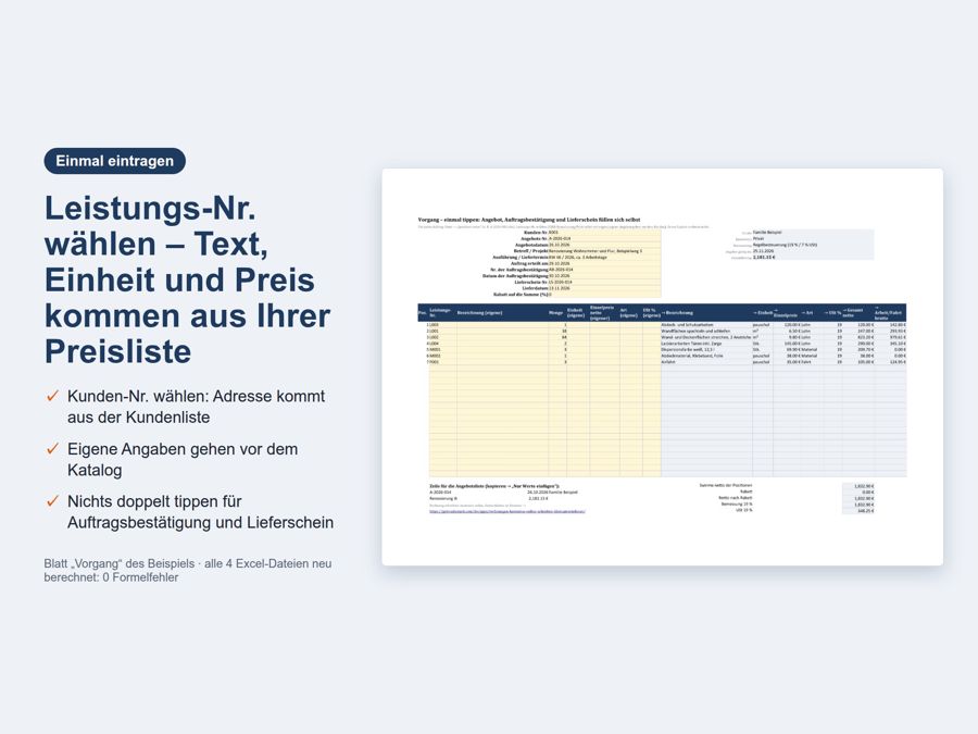 Angebot Vorlage Handwerker Excel Word — Vorschau 3