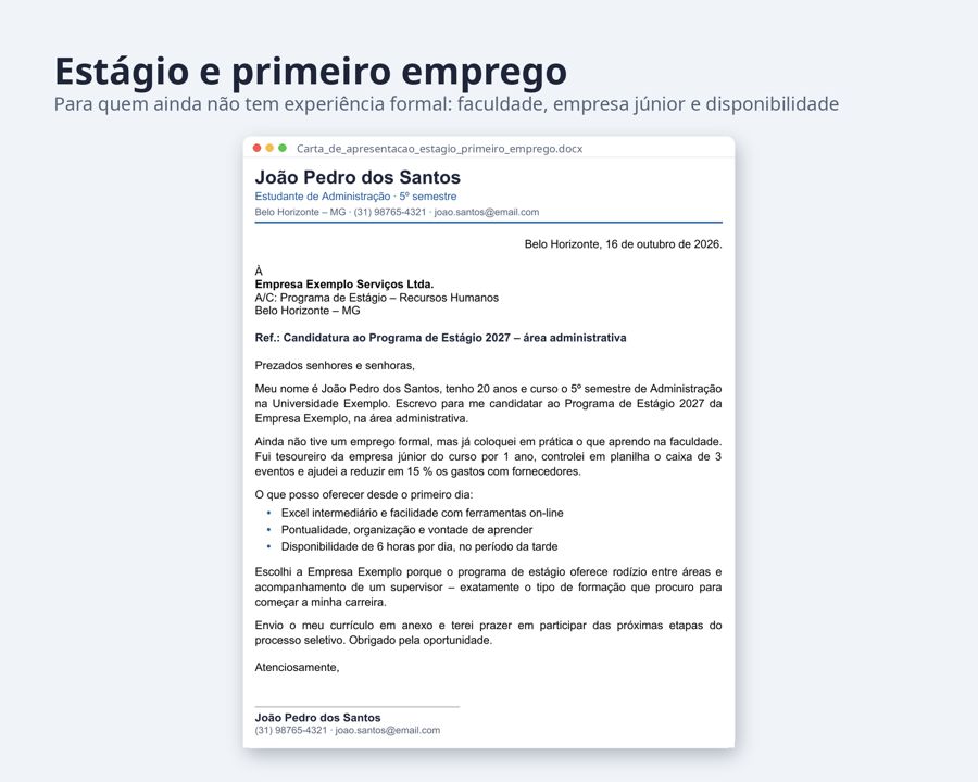Carta de apresentação modelo editável Word — Prévia 4