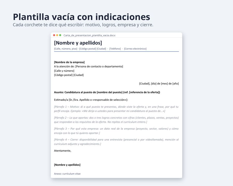 Carta de presentación Word 2026 formato España — Vista previa 3