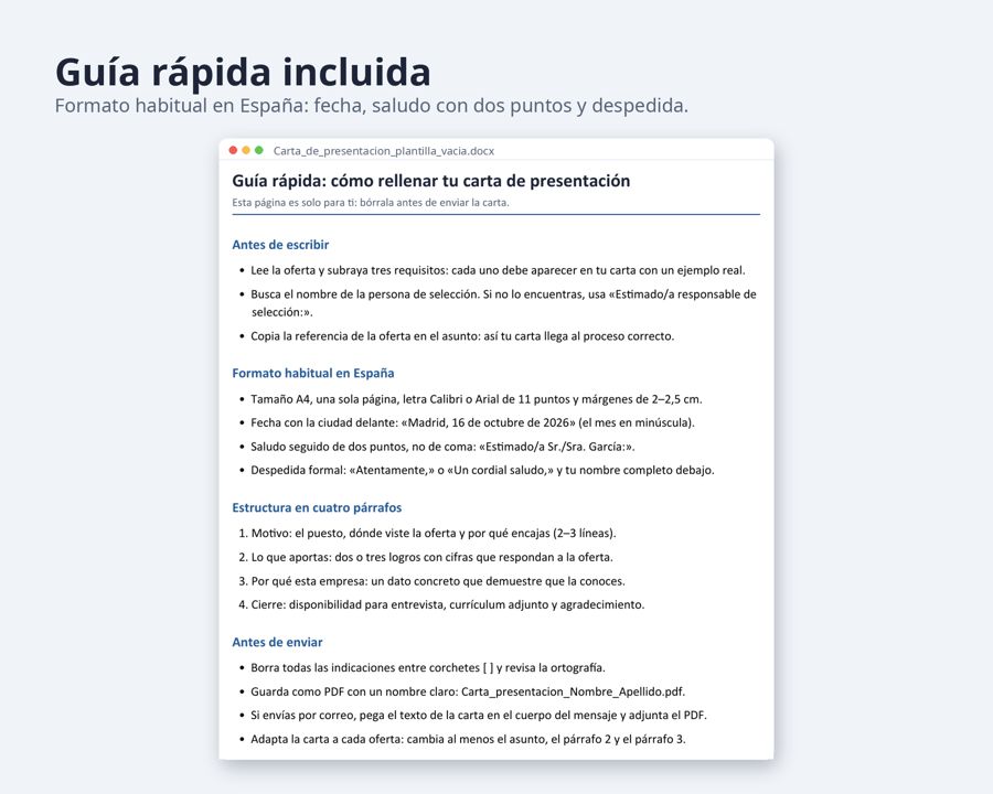 Carta de presentación Word 2026 formato España — Vista previa 4