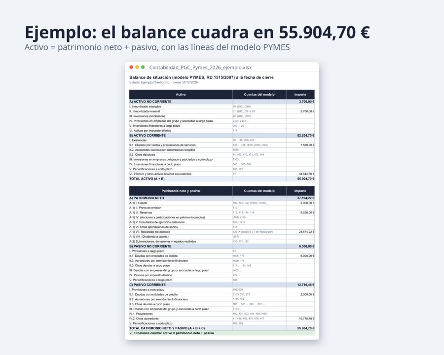 Contabilidad Excel por partida doble PGC Pymes — Vista previa 2