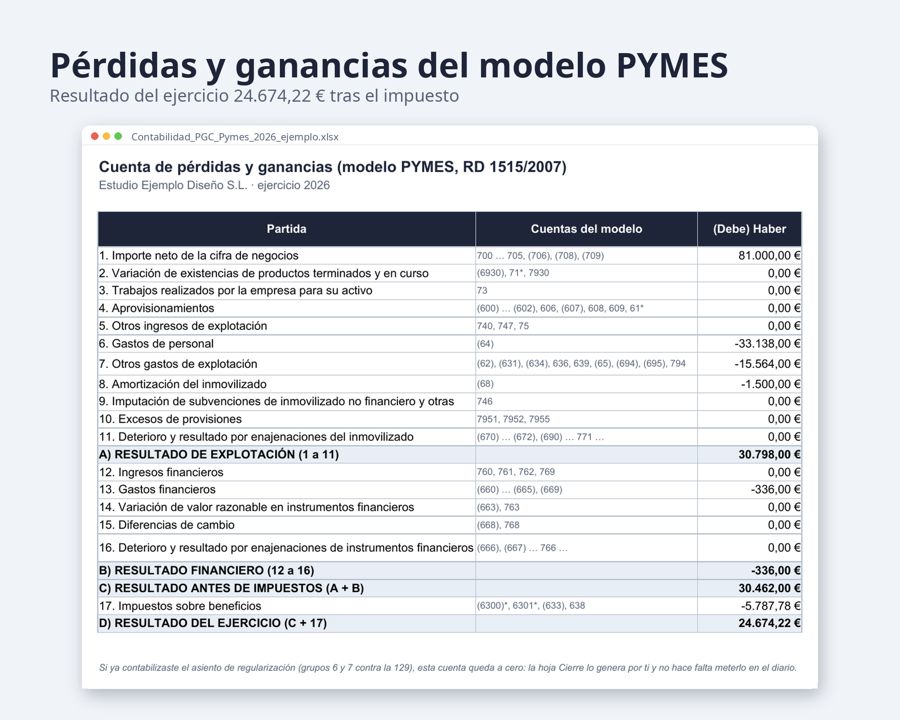 Contabilidad Excel por partida doble PGC Pymes — Vista previa 4