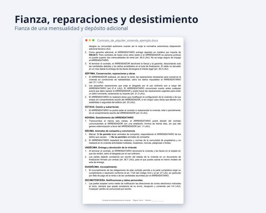 Contrato de alquiler de vivienda Word, LAU 2026 — Vista previa 4