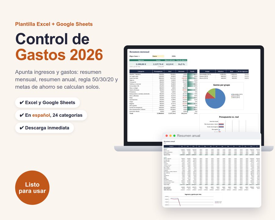 Control de Gastos Excel 2026 — Vista previa 1