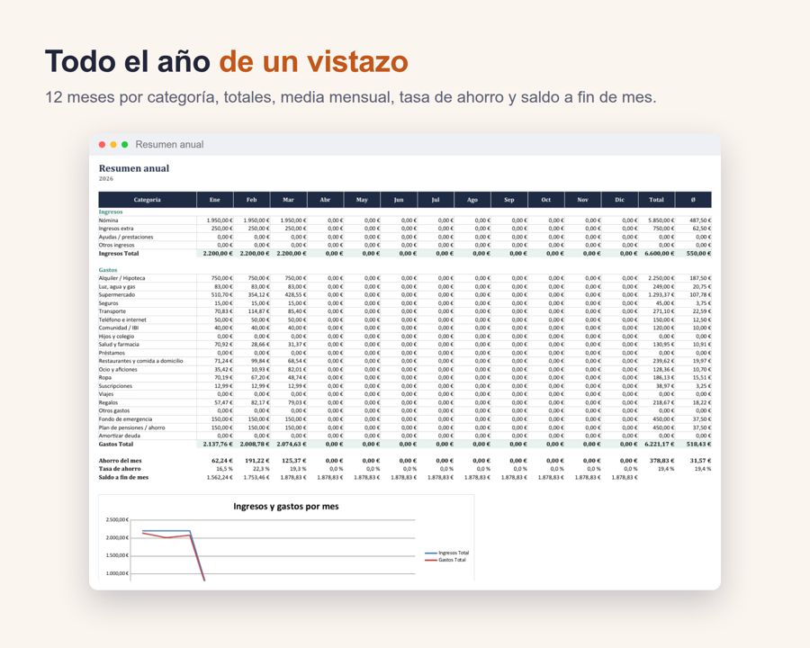 Control de Gastos Excel 2026 — Vista previa 3
