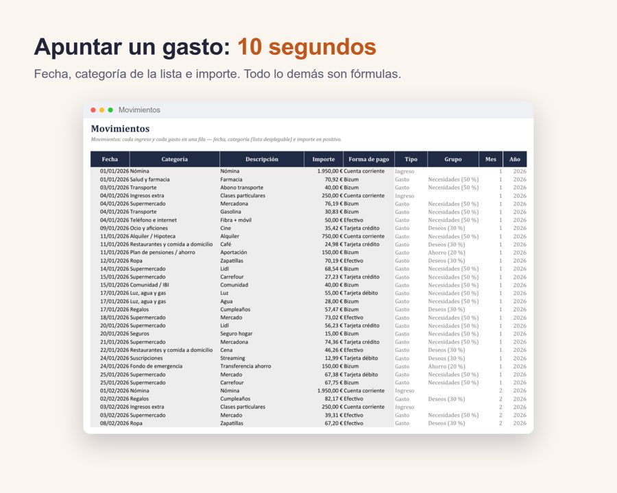 Control de Gastos Excel 2026 — Vista previa 4