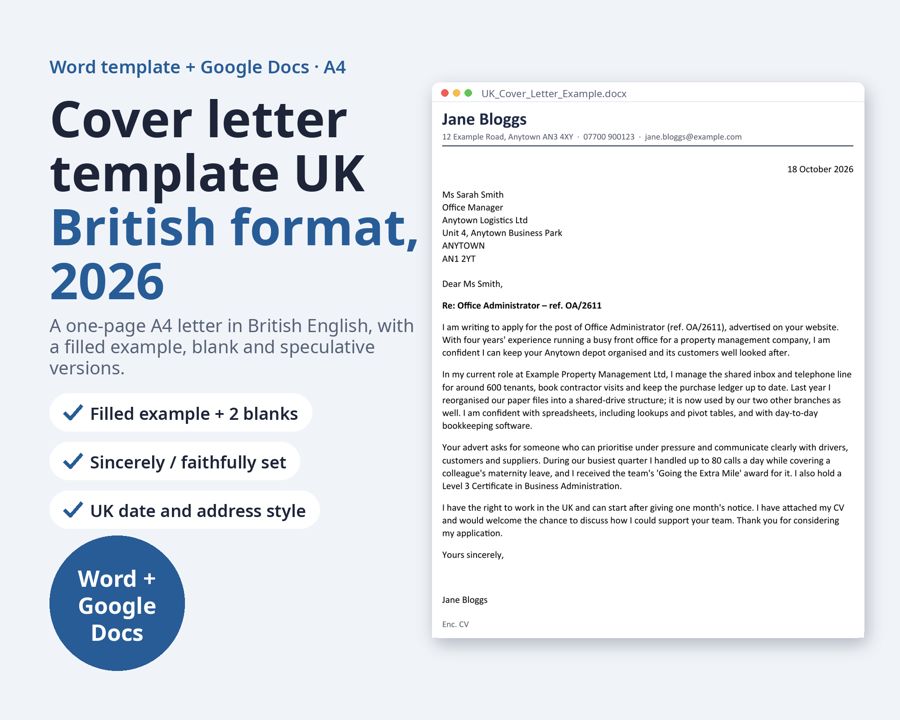 Cover Letter Template UK — Preview 1