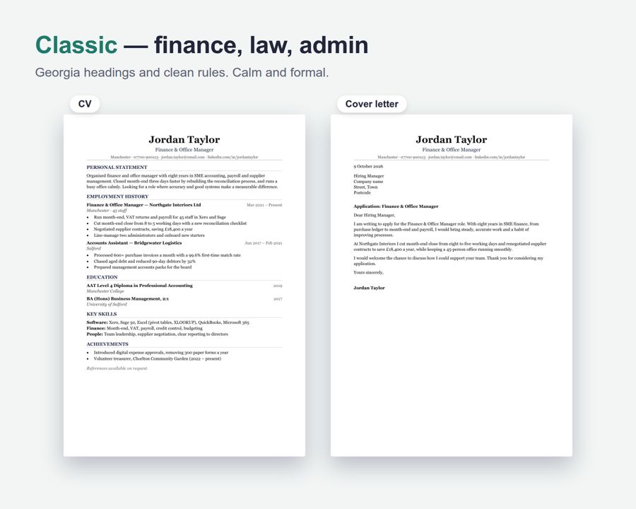 CV Template UK 2026 — Preview 2