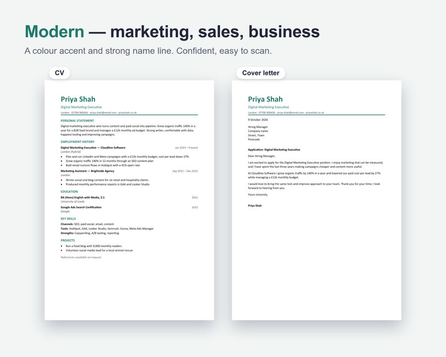 CV Template UK 2026 — Preview 3