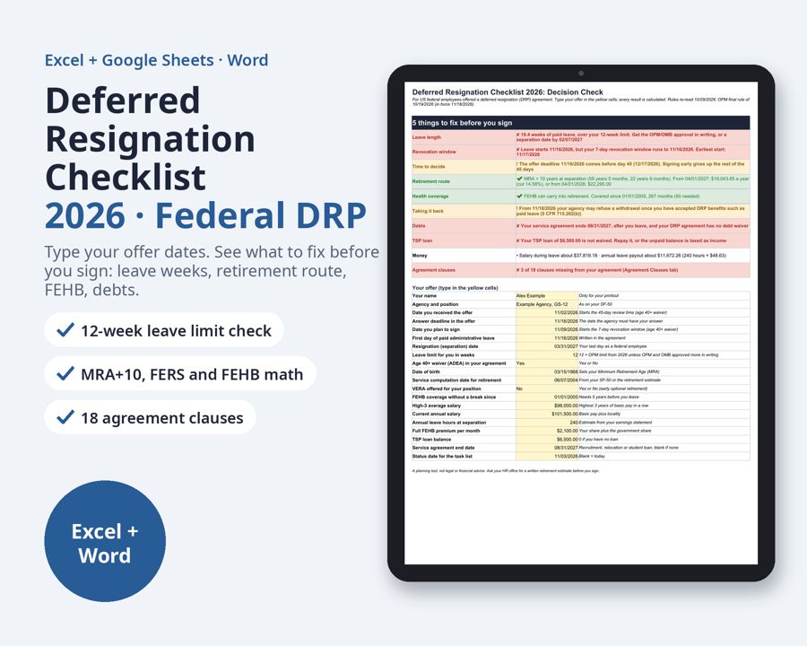 Deferred Resignation Checklist for Federal Employees — Preview 1