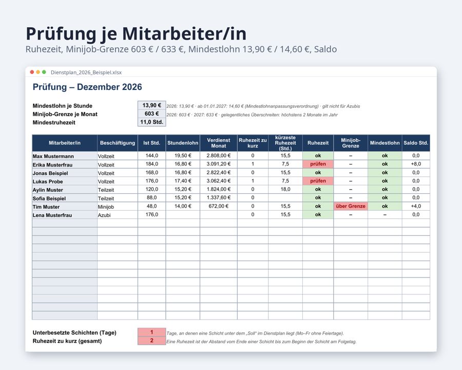 Dienstplan Vorlage Excel 2026 2027 — Vorschau 4