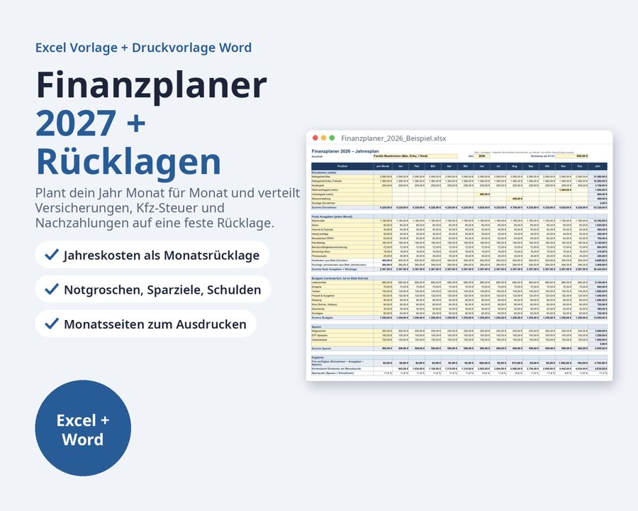 Finanzplaner 2027 Excel Vorlage — Vorschau 1