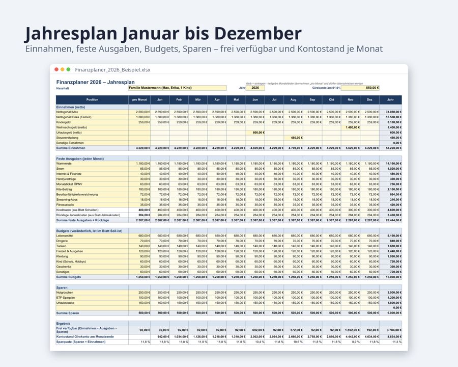 Finanzplaner 2027 Excel Vorlage — Vorschau 2