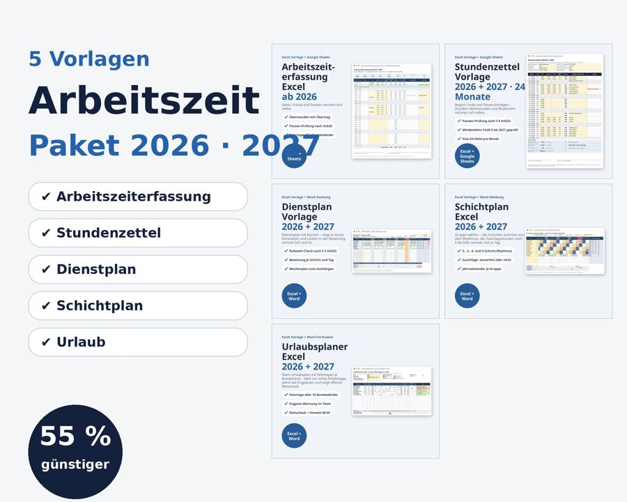 Arbeitszeit Paket 2026 2027 Excel — Vorschau 1