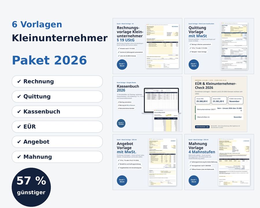 Kleinunternehmer Paket 2026 Excel Word — Vorschau 1