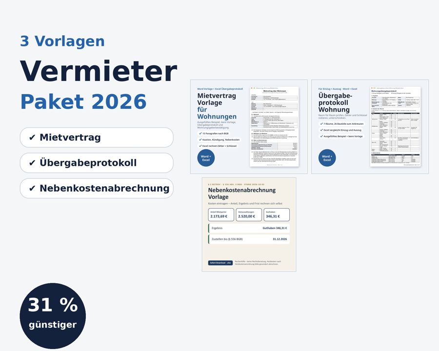 Vermieter Paket 2026 Word Excel — Vorschau 1