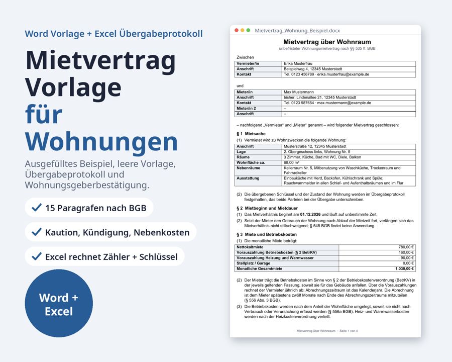 Vermieter Paket 2026 Word Excel — Vorschau 2