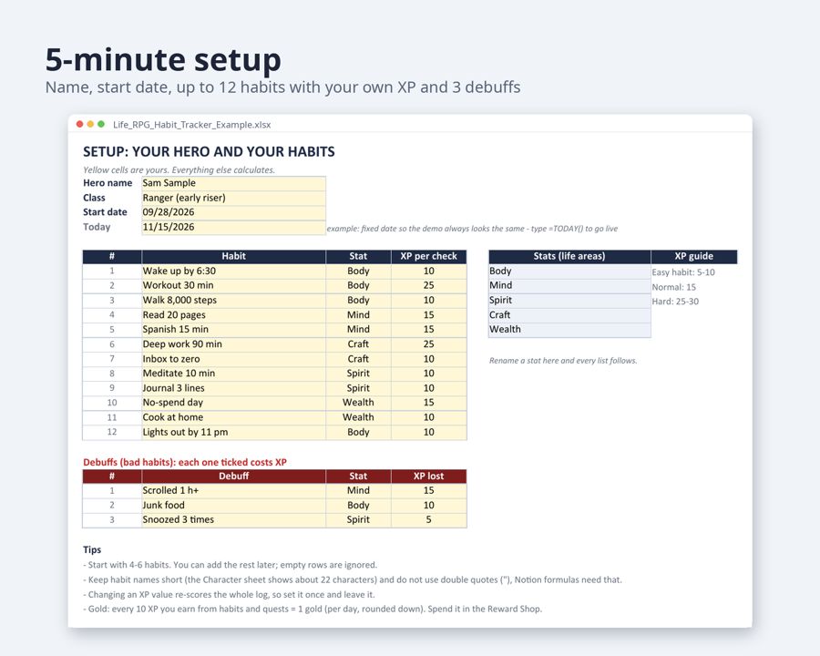 Gamified Notion Productivity Template, Life RPG Habit Tracker — Preview 4