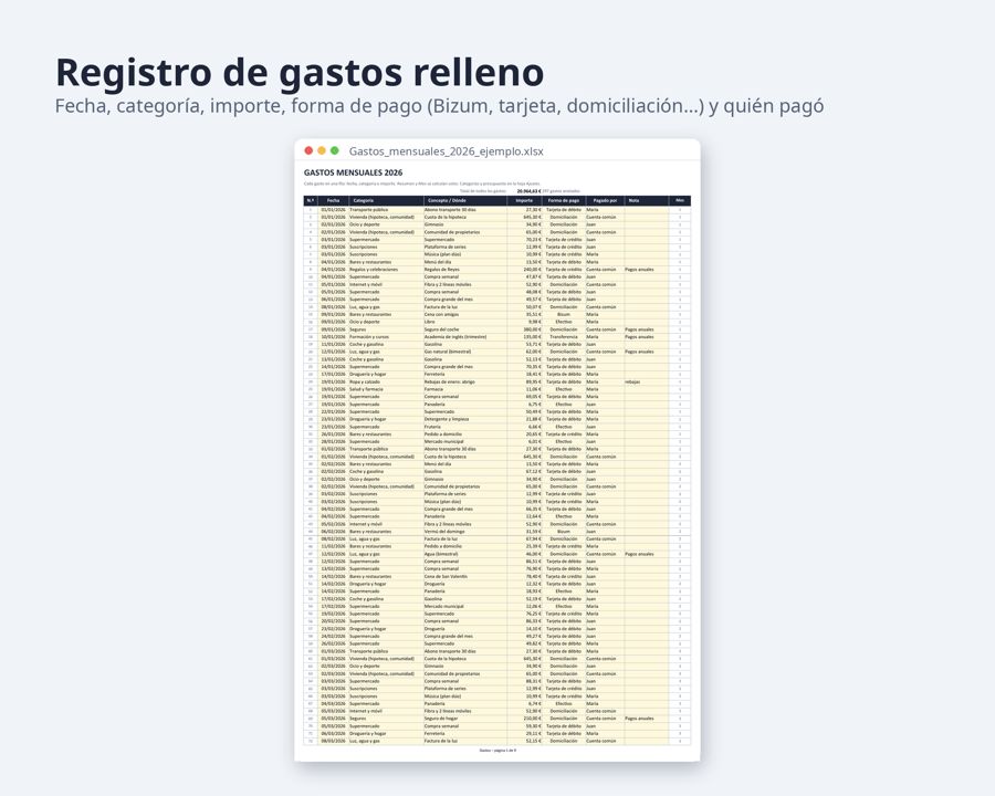 Gastos mensuales plantilla Excel 2026 2027 — Vista previa 2
