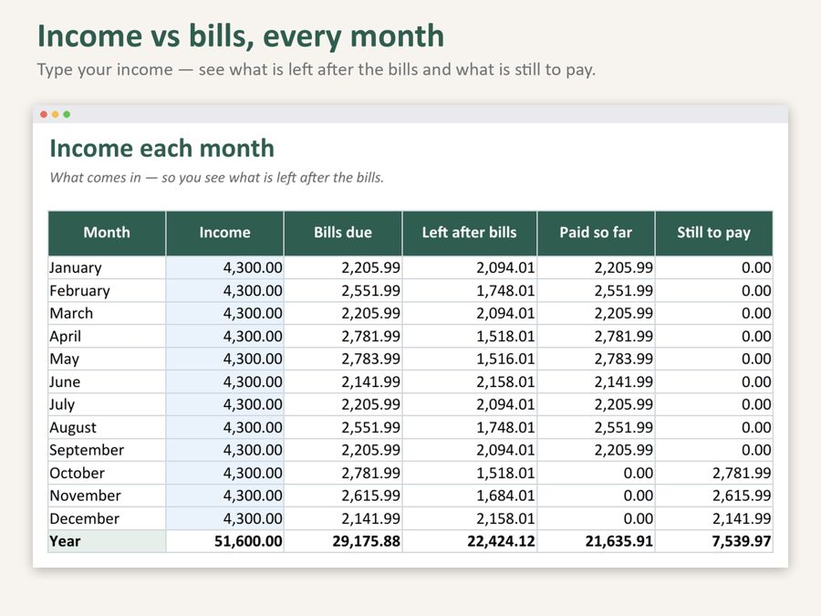 Bill Payment Tracker Spreadsheet — Preview 4