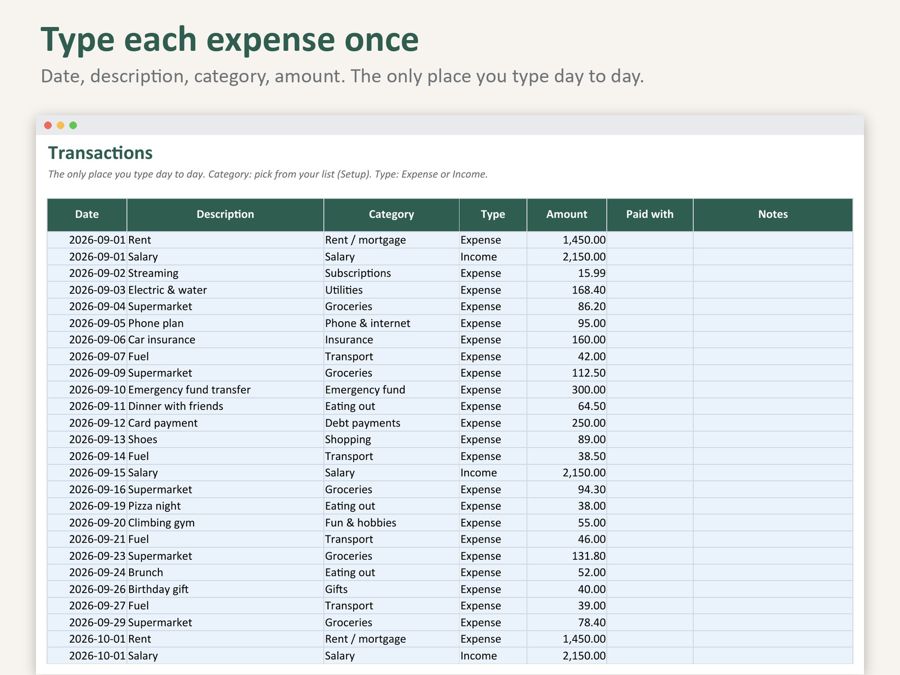Monthly Budget Spreadsheet — Preview 3
