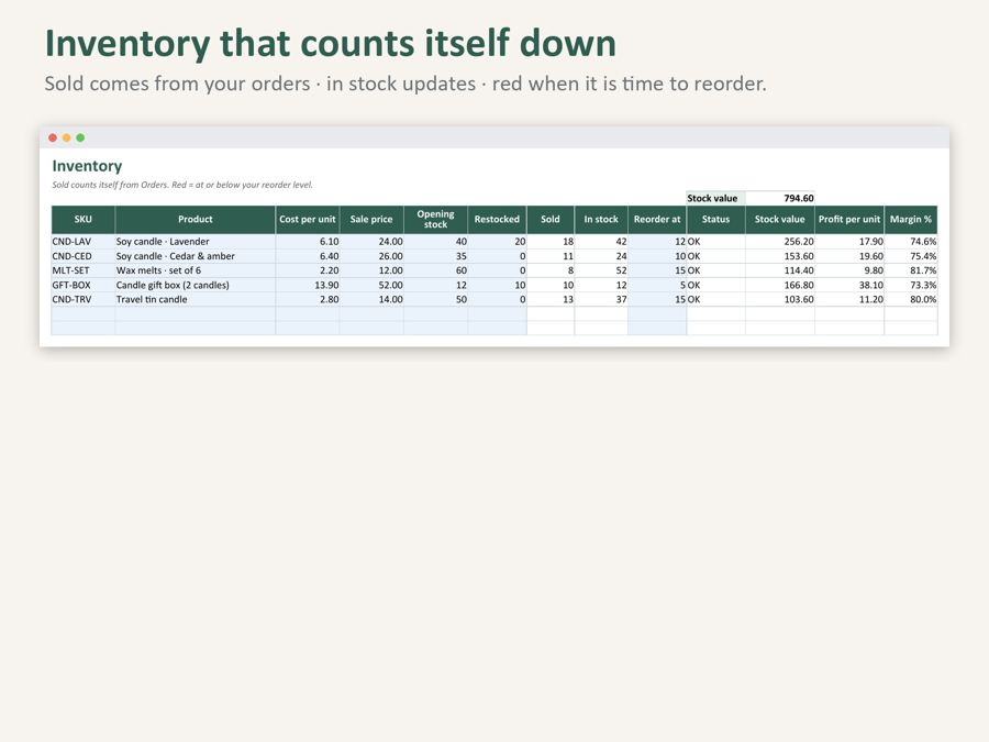 Small Business Bookkeeping Spreadsheet — Preview 3