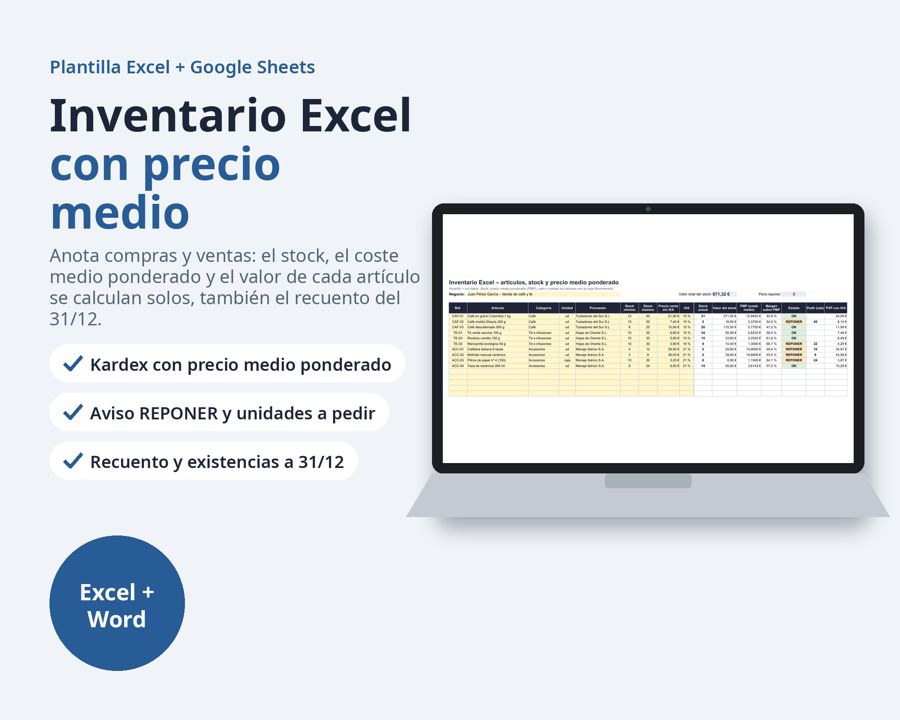 Inventario Excel con kardex y precio medio ponderado — Vista previa 1