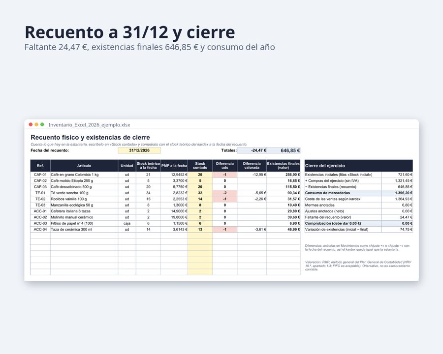 Inventario Excel con kardex y precio medio ponderado — Vista previa 4