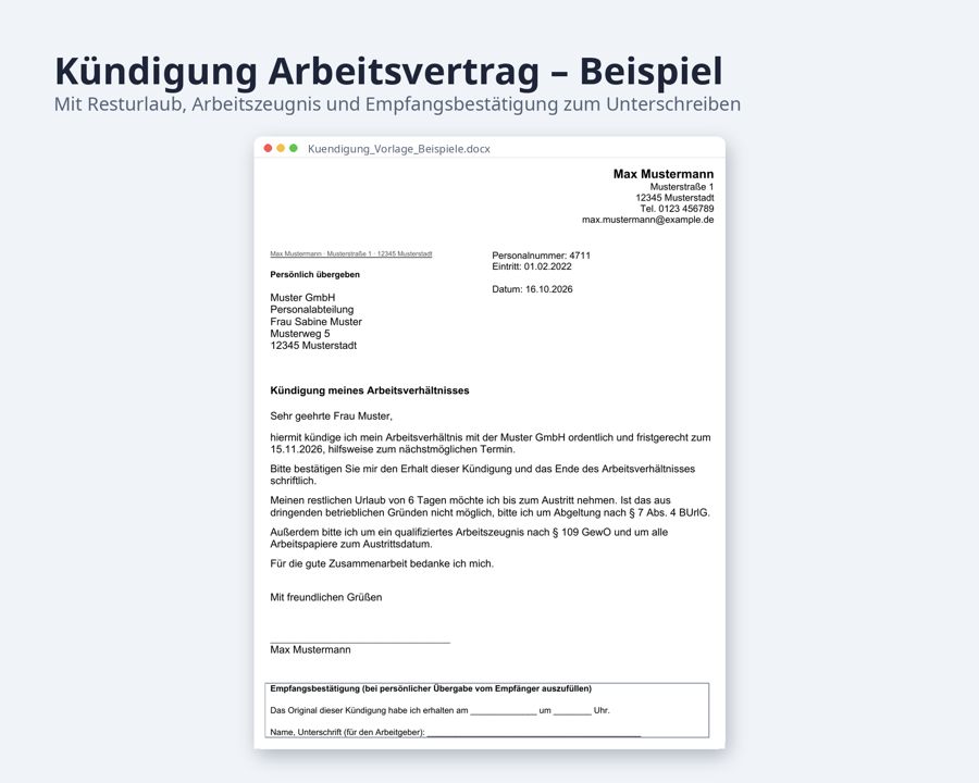 Kündigung Vorlage Word & Excel — Vorschau 2
