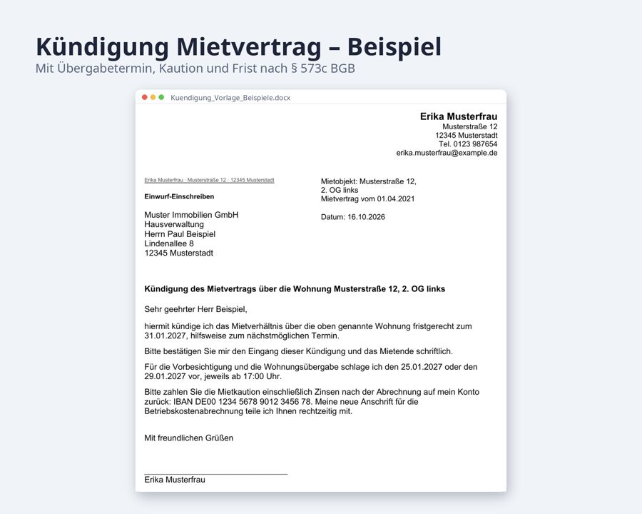 Kündigung Vorlage Word & Excel — Vorschau 4