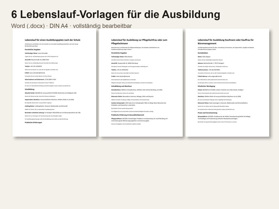 Lebenslauf Vorlage Ausbildung — Vorschau 1
