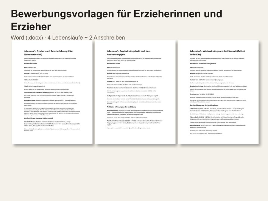 Lebenslauf Erzieherin Vorlage — Vorschau 1