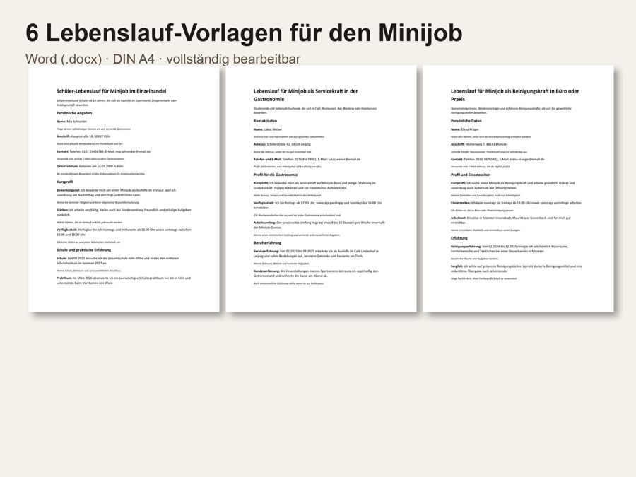 Lebenslauf Vorlage Minijob 2026 — Vorschau 1
