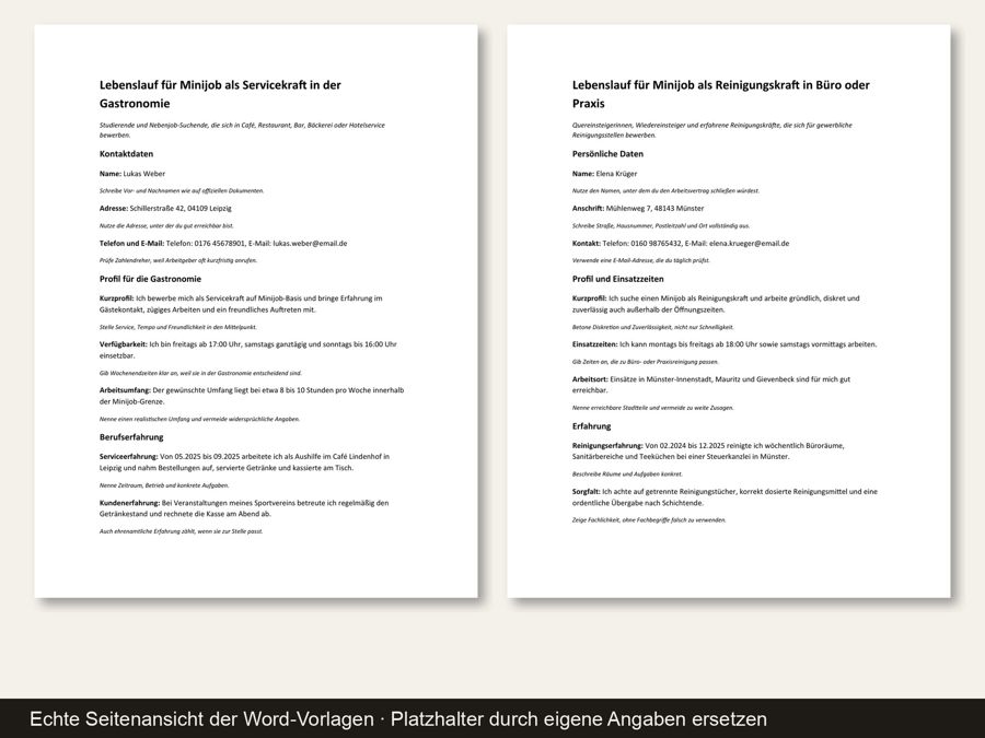 Lebenslauf Vorlage Minijob 2026 — Vorschau 2