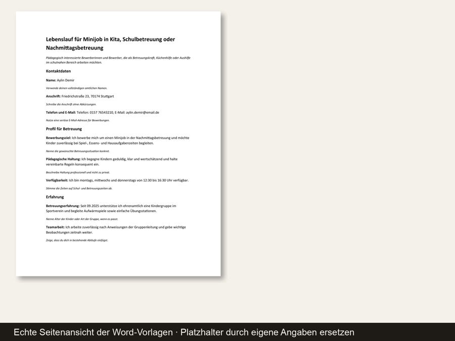 Lebenslauf Vorlage Minijob 2026 — Vorschau 4