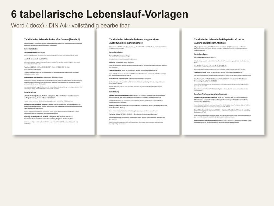 Tabellarischer Lebenslauf Vorlage — Vorschau 1