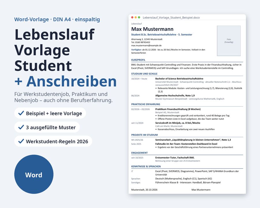 Lebenslauf Vorlage Student — Vorschau 1