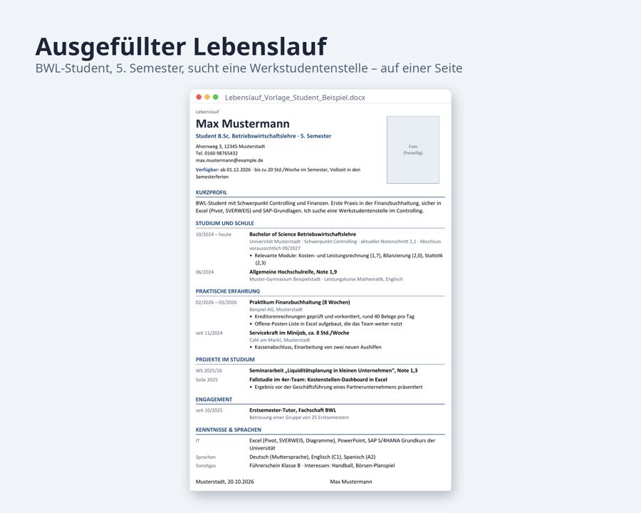 Lebenslauf Vorlage Student — Vorschau 2