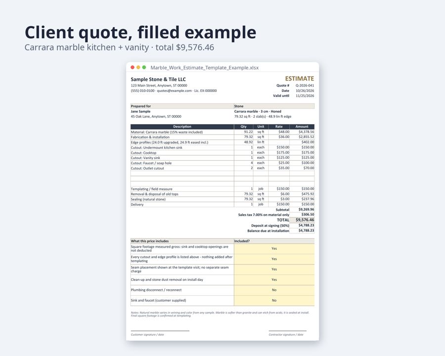Marble Work Estimate Template — Preview 2