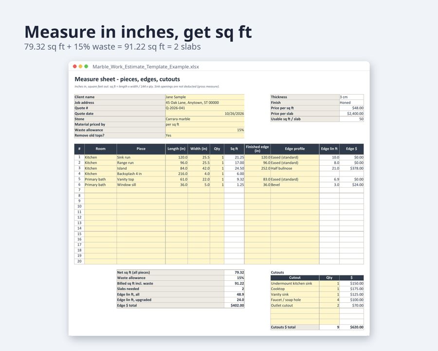 Marble Work Estimate Template — Preview 3