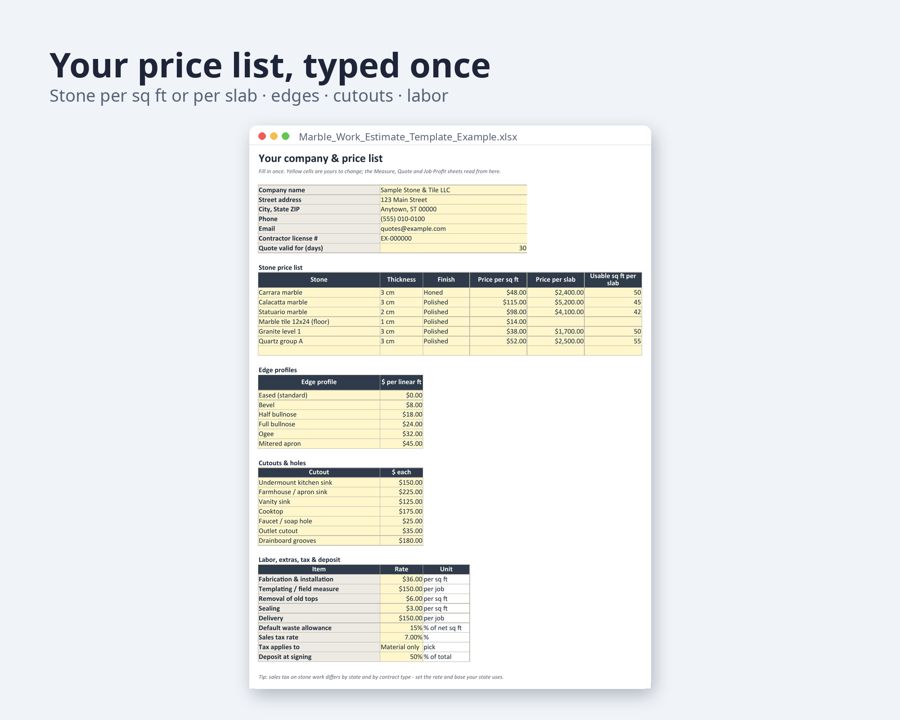 Marble Work Estimate Template — Preview 4